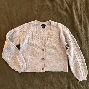 Gray Cropped Cardigan Sweater